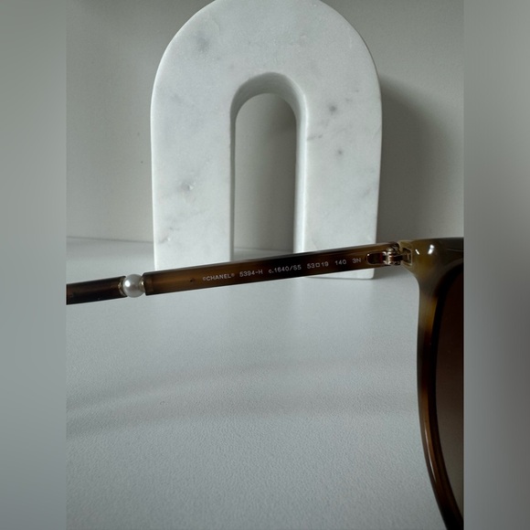 CHANEL | Round Cat Eye Sunglasses | Brown Tortoiseshell with Pearl Accents - Picture 11 of 14